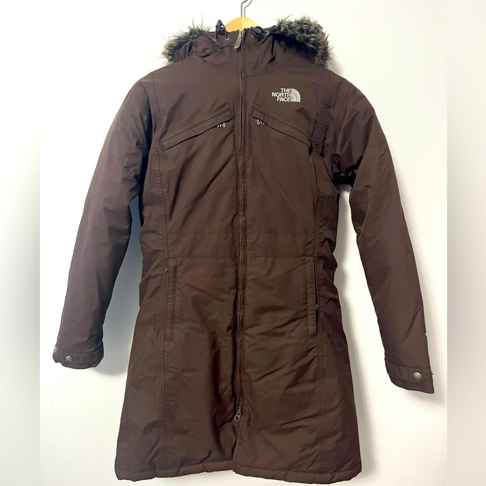The North Face Brown Arctic Hooded Parka women’s Size S - Picture 6 of 6